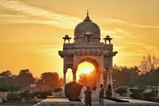 Stone gazebo at sunset in Fatima Jinnah Park, Islamabad