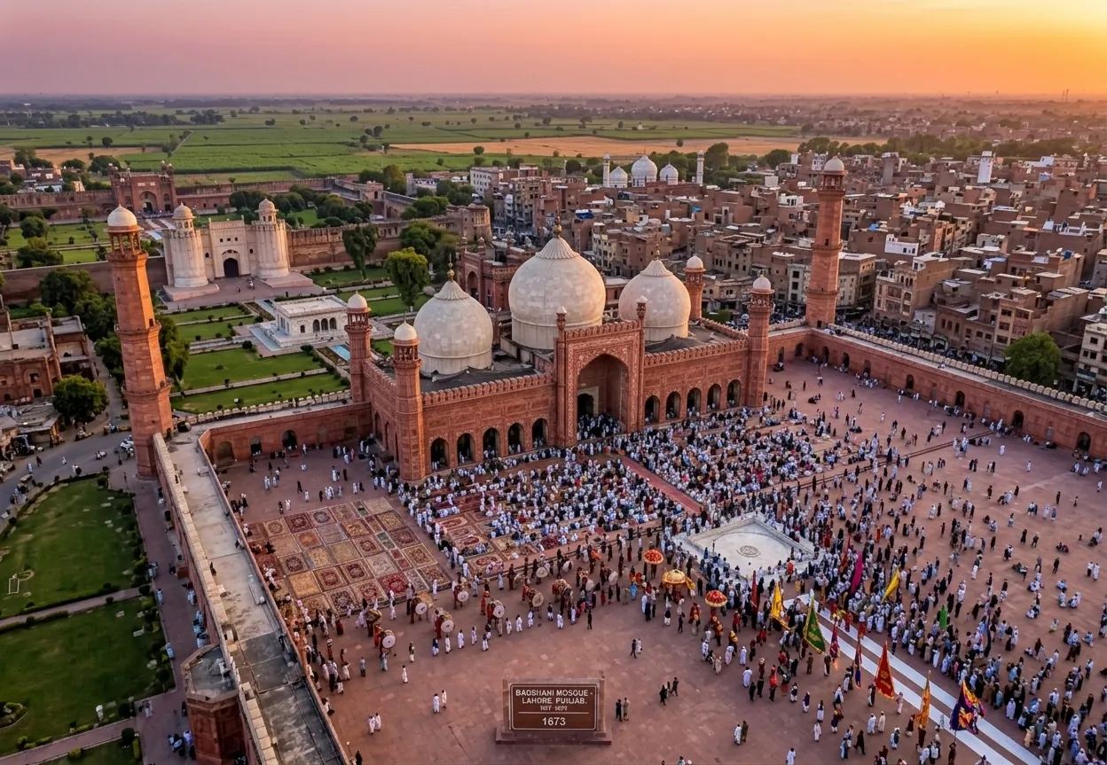 Badshahi Mosque in Lahore at sunset
