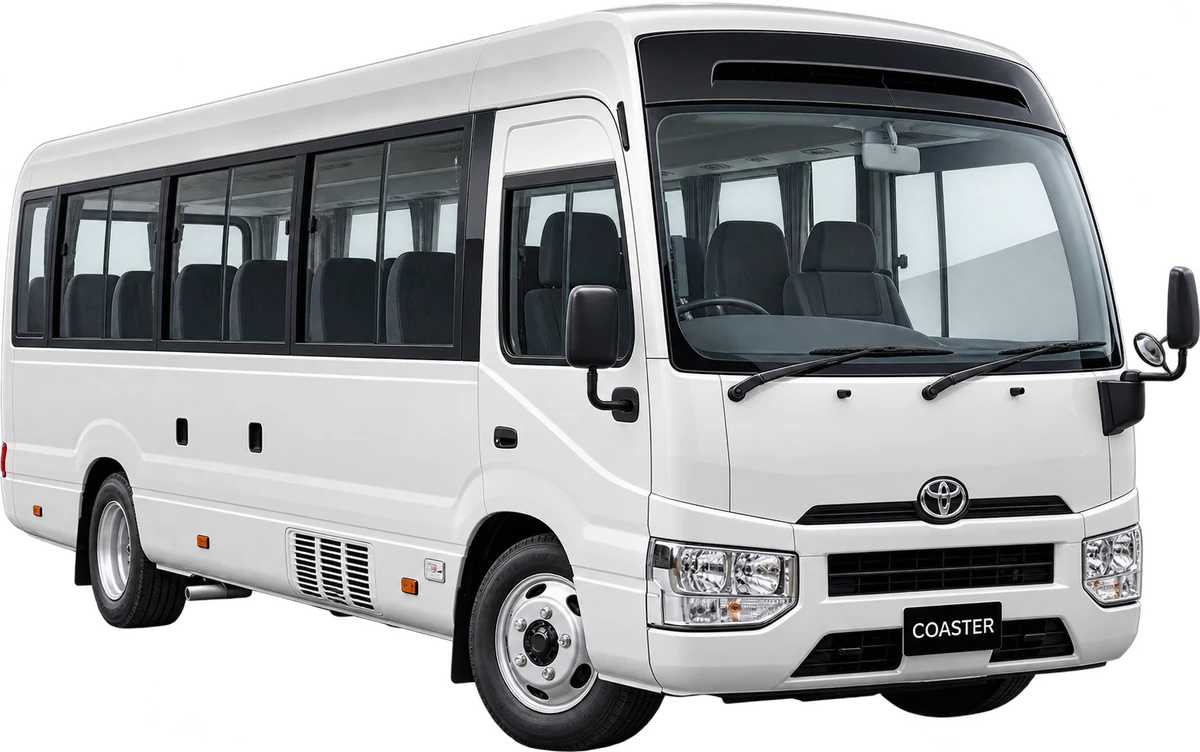 White Toyota Coaster
